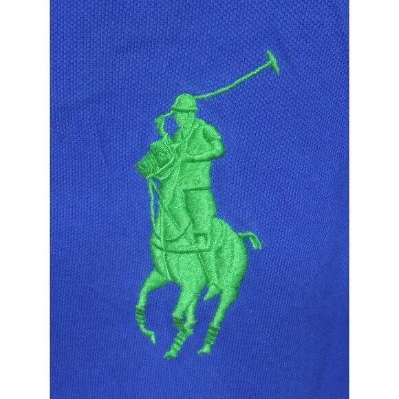 VINTAGE POLO RALPH LAUREN polo shirt 4XLT BLUE w/BIG PONY green Number 3 Cotton - Picture 2 of 8